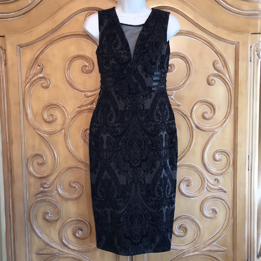 NWOT Enfocus black brocade print dress